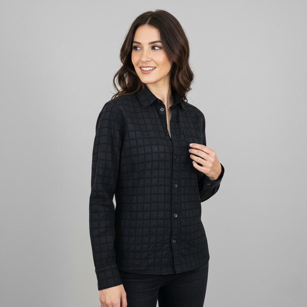 Tomas Maier Eyelet Grid Check Button up Shirt in Black size 2
